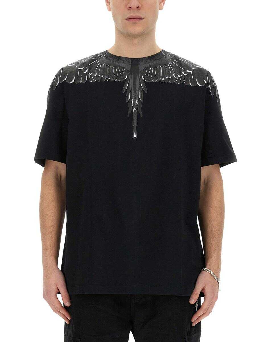 Marcelo Burlon MARCELO BURLON COUNTY OF MILAN T-SHIRT WITH "ICON WINGS" PRINT BLACK