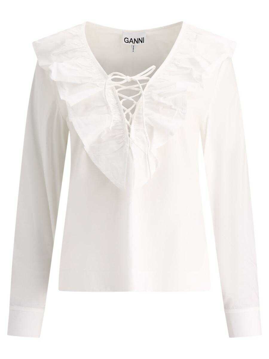 Ganni GANNI Ruffled blouse WHITE