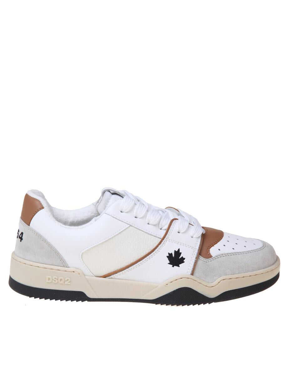 DSQUARED2 DSQUARED2 LEATHER SNEAKERS WITH SUEDE DETAILS WHITE/COGNAC