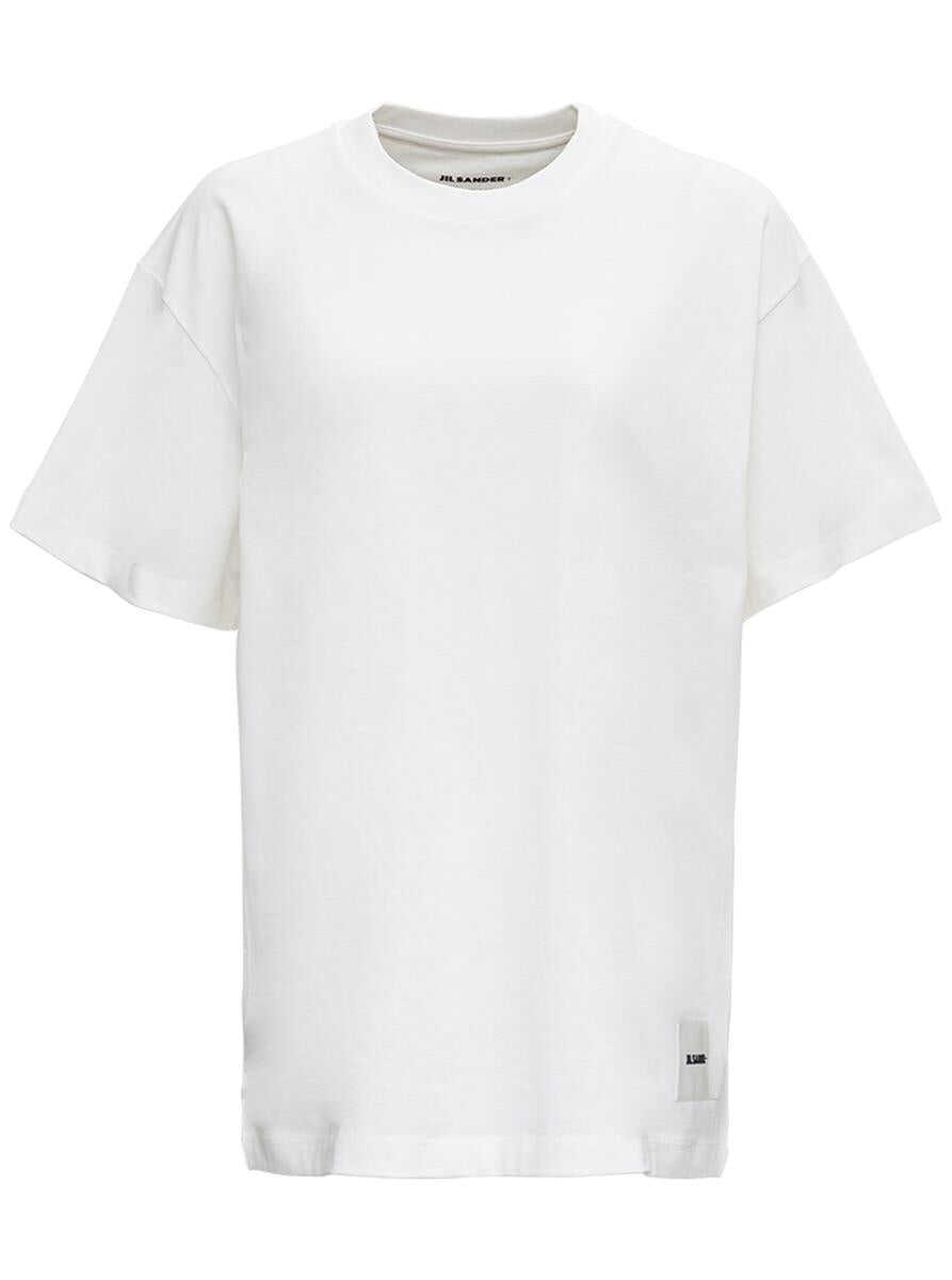Jil Sander White T-shirt Three-pack in Cotton with Logo Patch at the Bottom Jil Sander Man WHITE