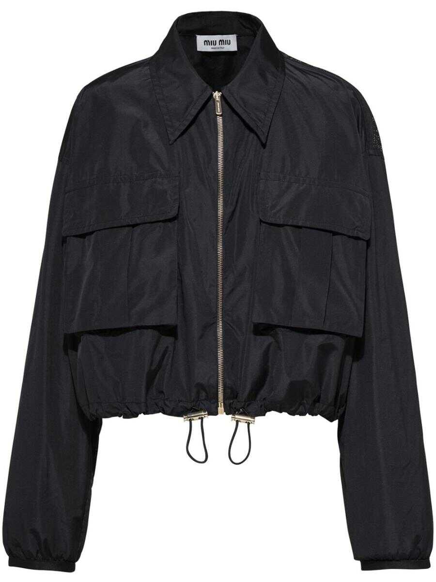 Poze Miu Miu MIU MIU Technical-silk blouson jacket NERO b-mall.ro 