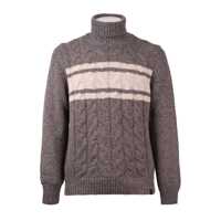 Pulovere Fay Fay Wool Mouliné Cable-Knit Turtleneck Sweater