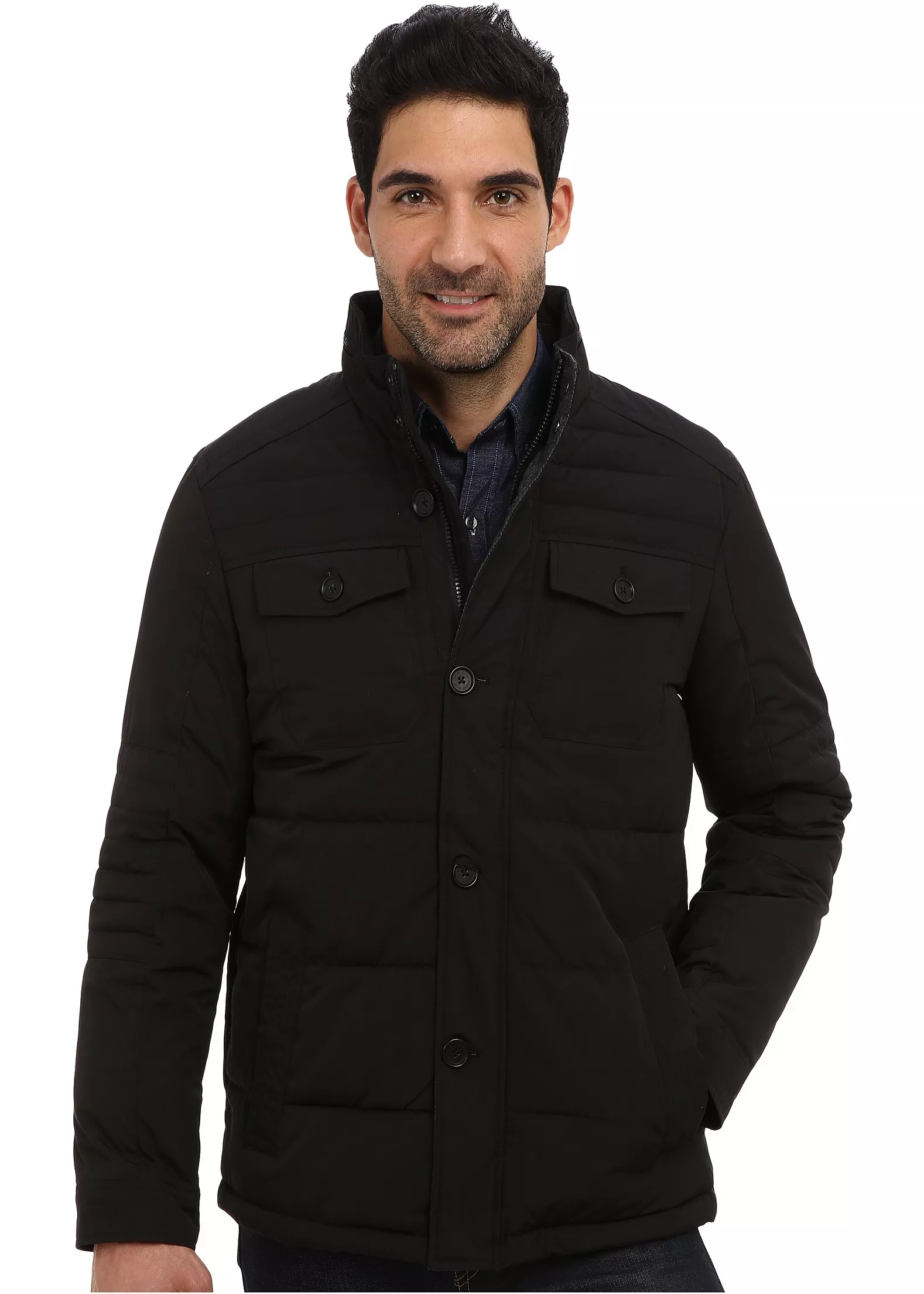 Geaca Perry Ellis Quilted Four Pocket Jacket EP822679 Black