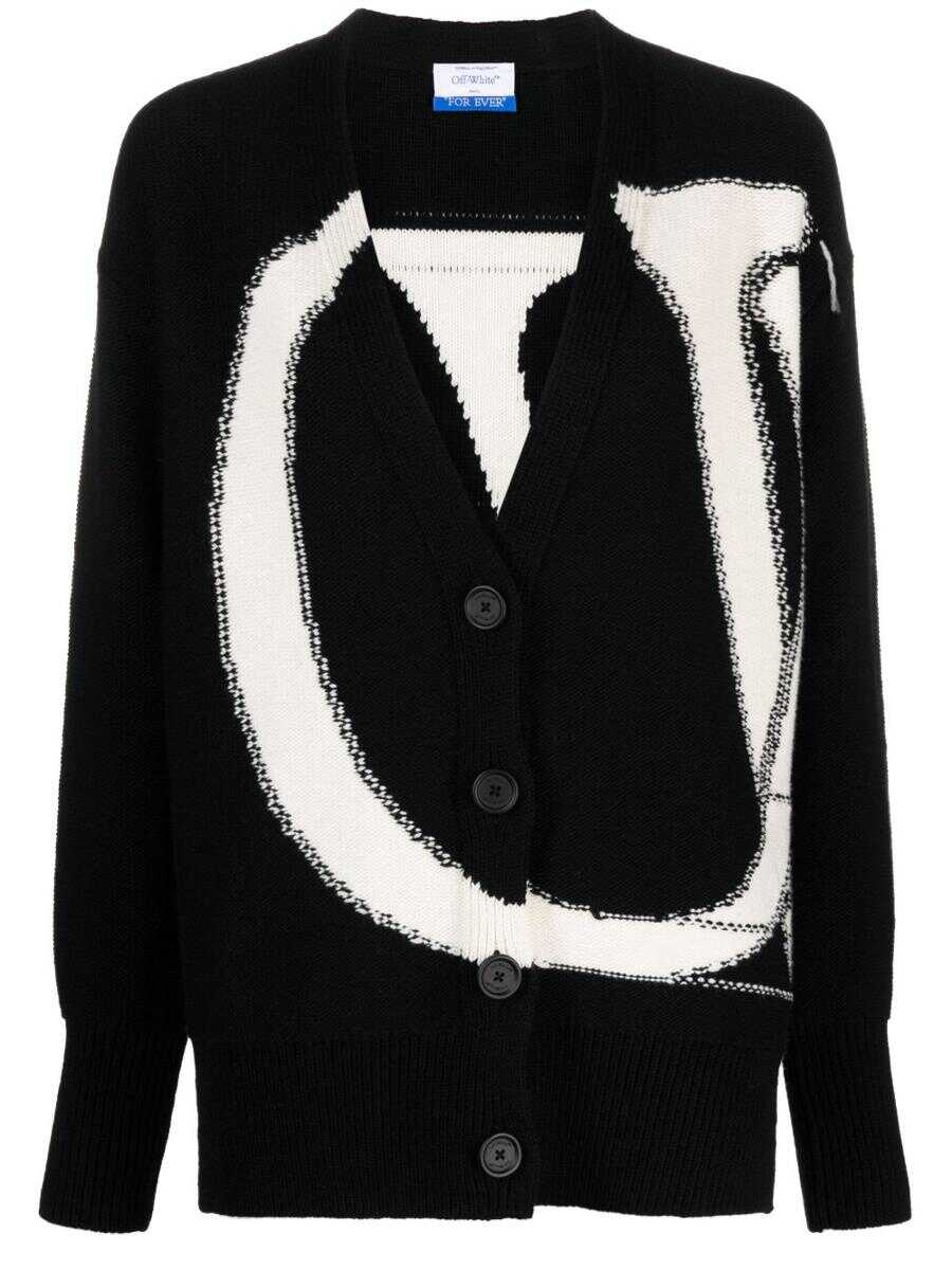 Off-White OFF-WHITE maxi logo-intarsia wool cardigan BLACK WHITE A