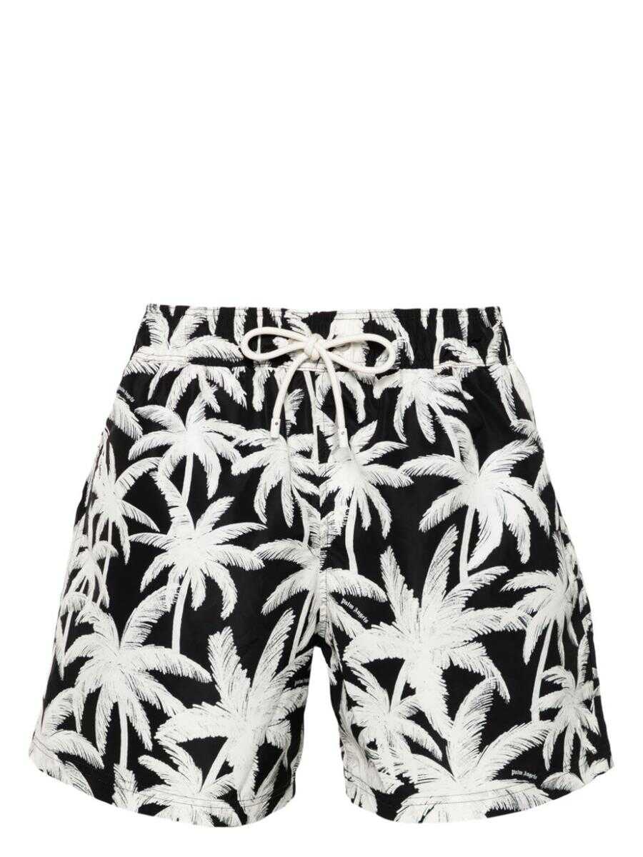 Palm Angels PALM ANGELS palm tree-print swim shorts BLACK OFF WHITE