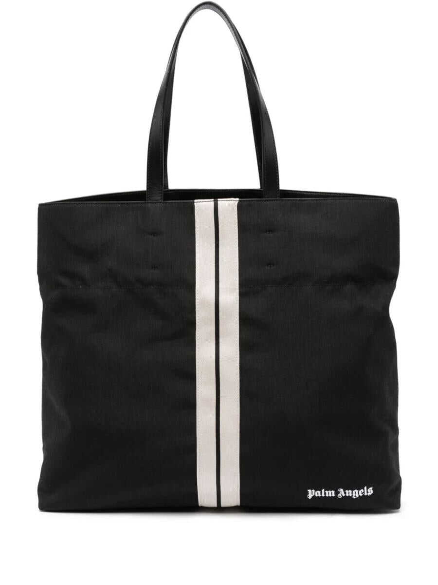 Palm Angels PALM ANGELS Track logo-print cotton tote bag BLACK OFF WHITE