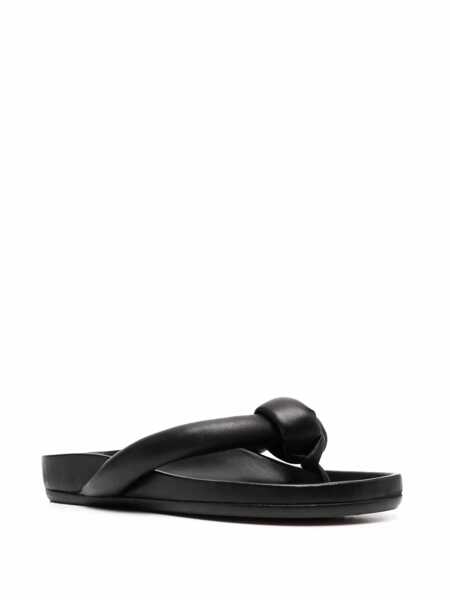 Slapi Rick Owens Rick Owens Fogachine Knotted Slip On Strap Sandal Shoes Black Femei (BM 12491058) 2