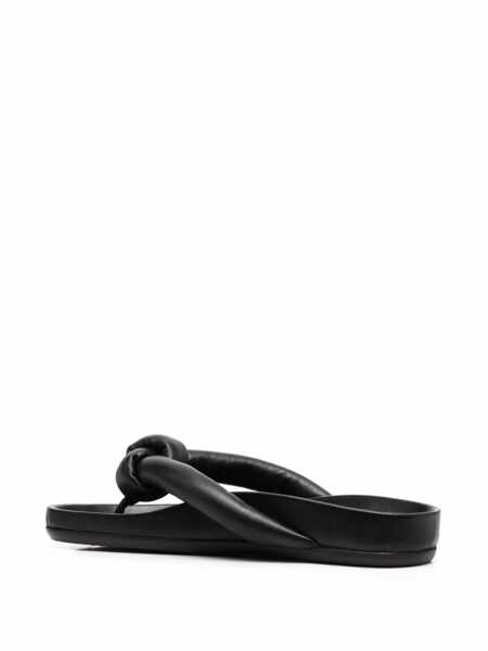 Slapi Rick Owens Rick Owens Fogachine Knotted Slip On Strap Sandal Shoes Black Femei (BM 12491058) 3