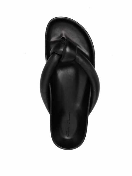 Slapi Rick Owens Rick Owens Fogachine Knotted Slip On Strap Sandal Shoes Black Femei (BM 12491058) 4