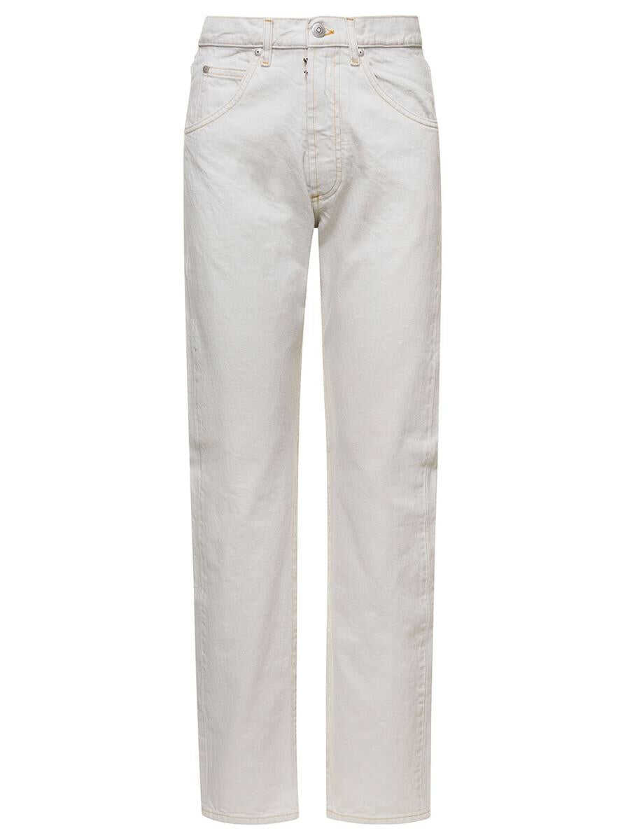 Maison Margiela White 5-Pocket Style Straight Jeans with Contrasting Stitching in Cotton Denim Woman WHITE