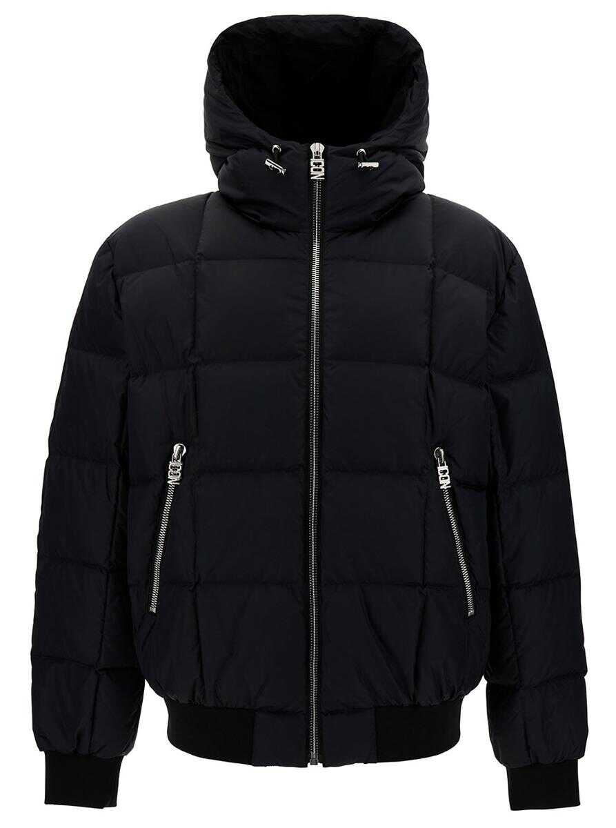 DSQUARED2 \'Icon\' Black Down Hooded Jacket in Polyamide Man BLACK