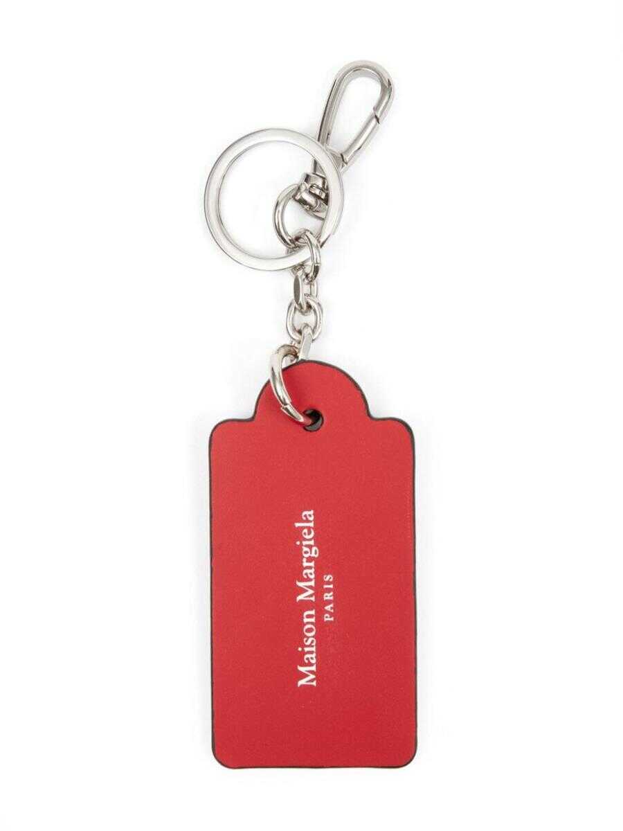 Maison Margiela MAISON MARGIELA Four stitch-logo leather key chain RED