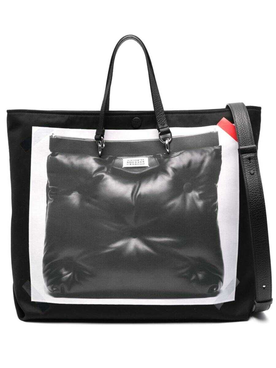 Maison Margiela MAISON MARGIELA Glam Slam trompe loeil-print tote bag BLACK