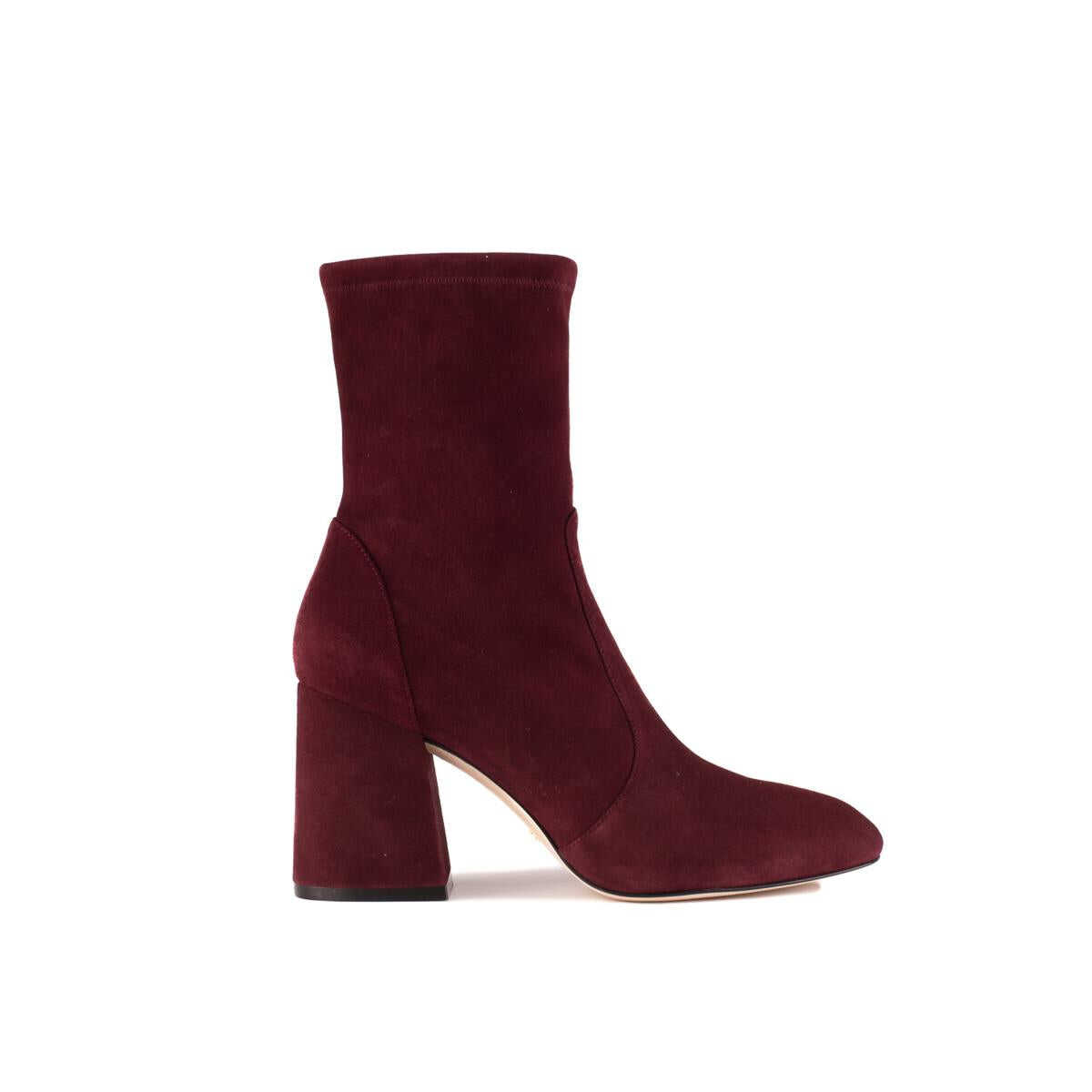 Stuart Weitzman STUART WEITZMAN FLAREBLOCK 85 STRETCH BOOTIE RED