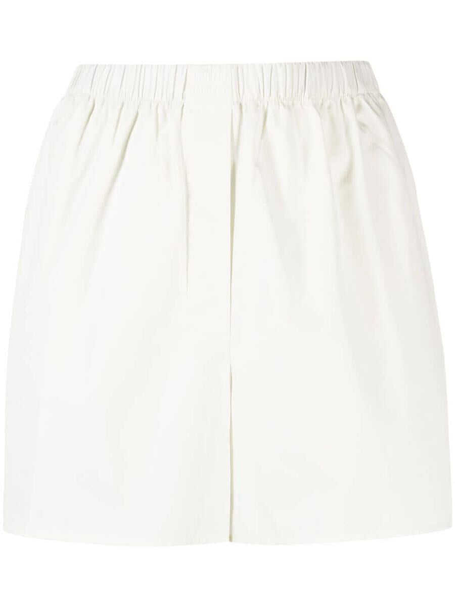 Miu Miu MIU MIU logo-embroidered cotton shorts WHITE