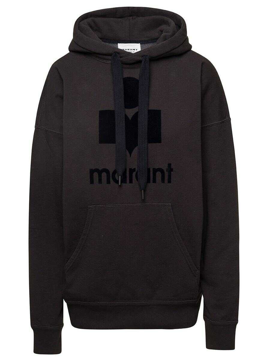 Isabel Marant Black Hoodie with Tonal Logo Print in Cotton Blend Woman BLACK