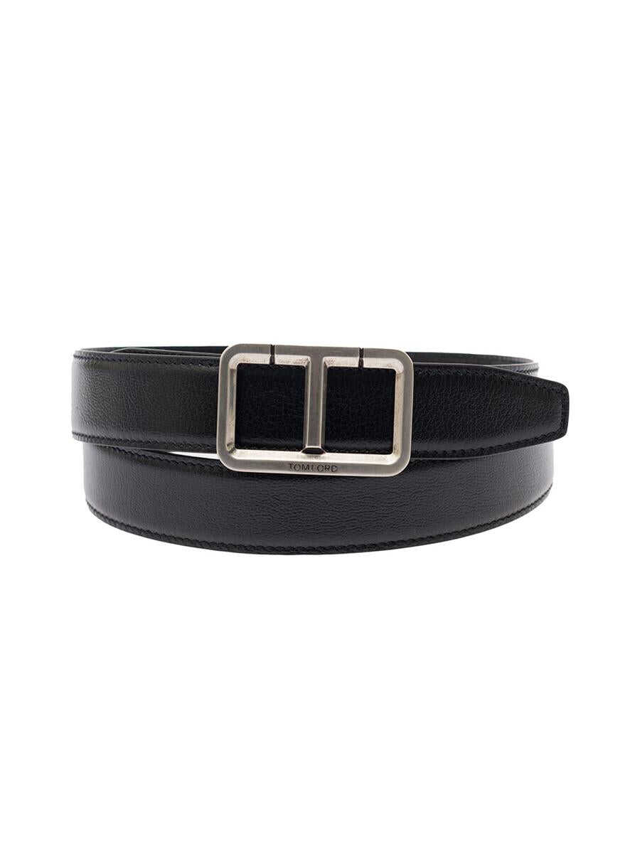 Tom Ford T SCORE 3CM PELLE GOAT SILVER BLACK