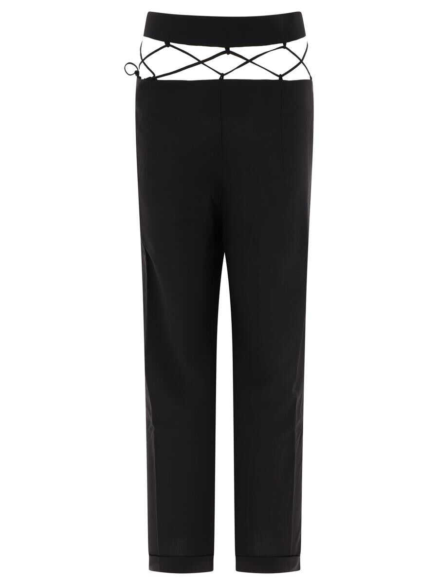 NENSI DOJAKA NENSI DOJAKA Tailored trousers with laced waistband BLACK