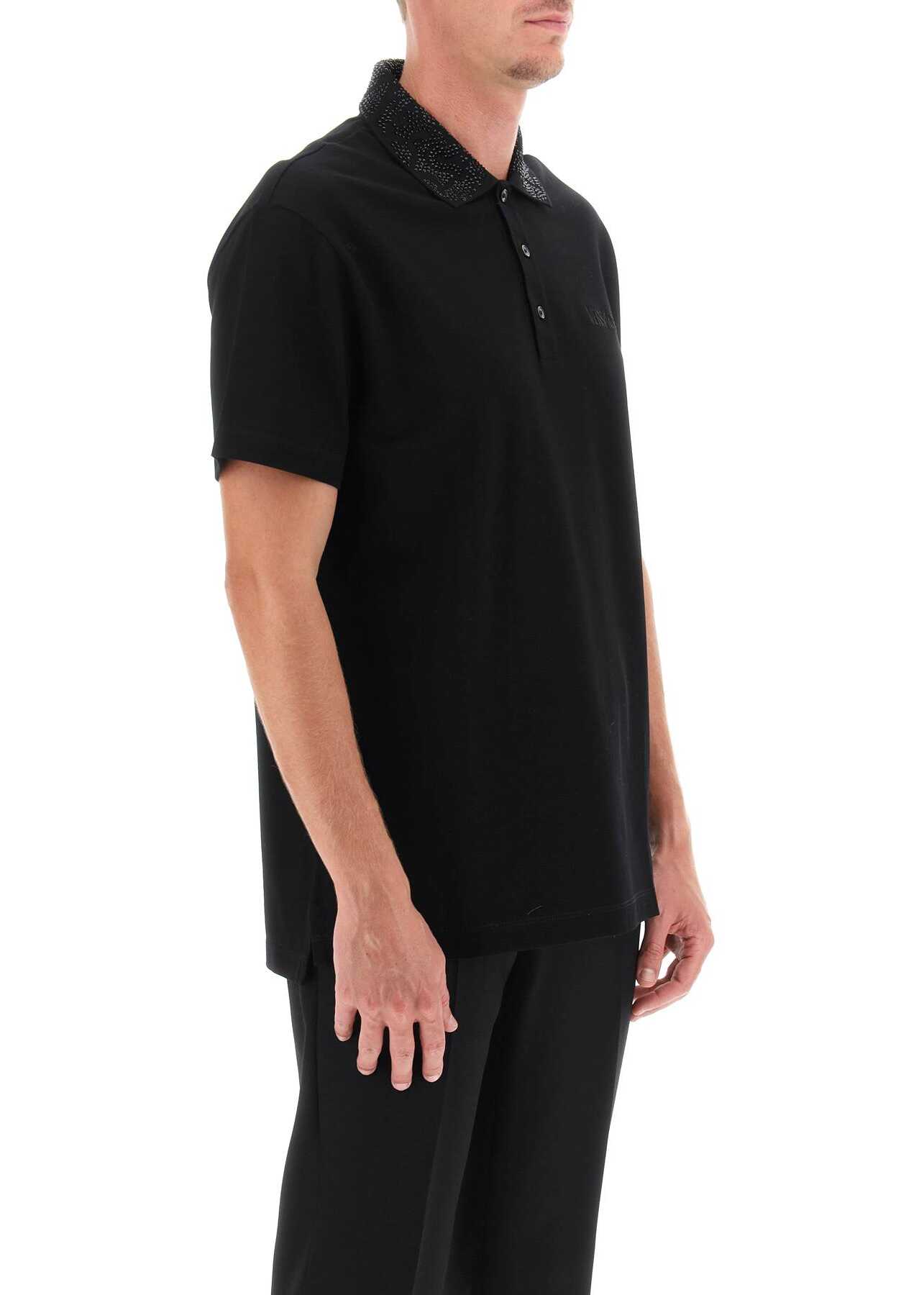 Versace Barocco Silhouette Polo Shirt BLACK