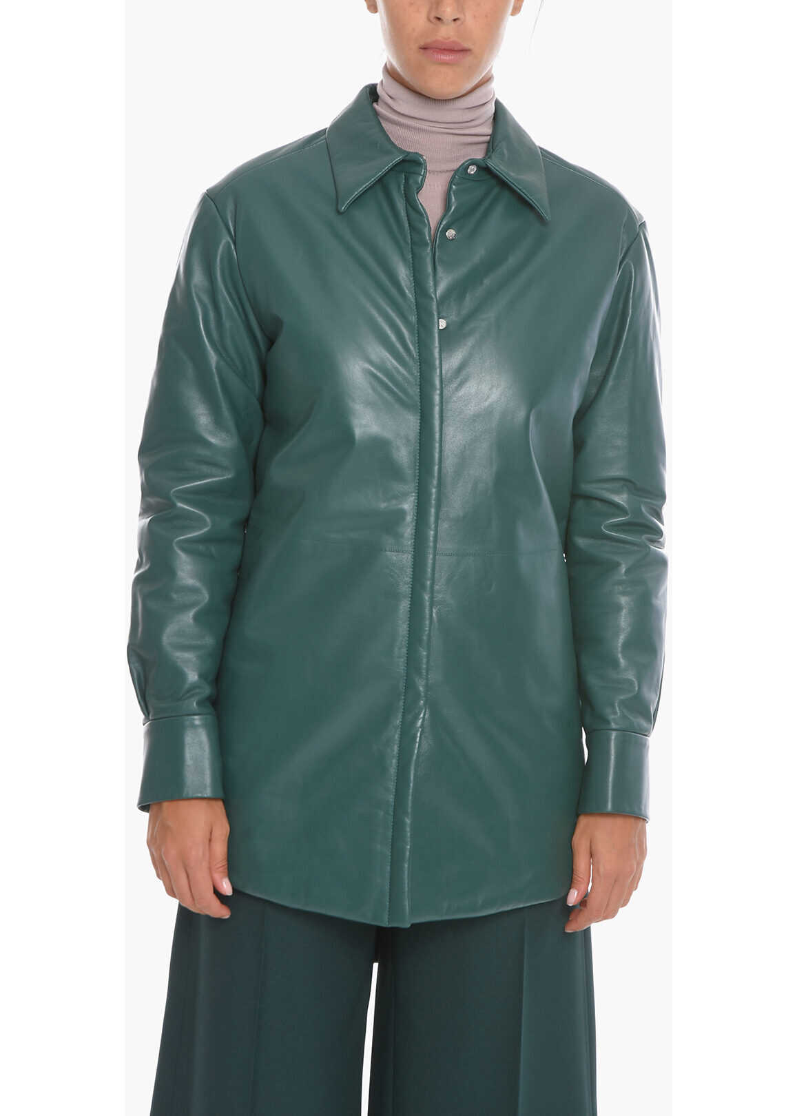 Loewe Calfskin Overshirt With Padding Green