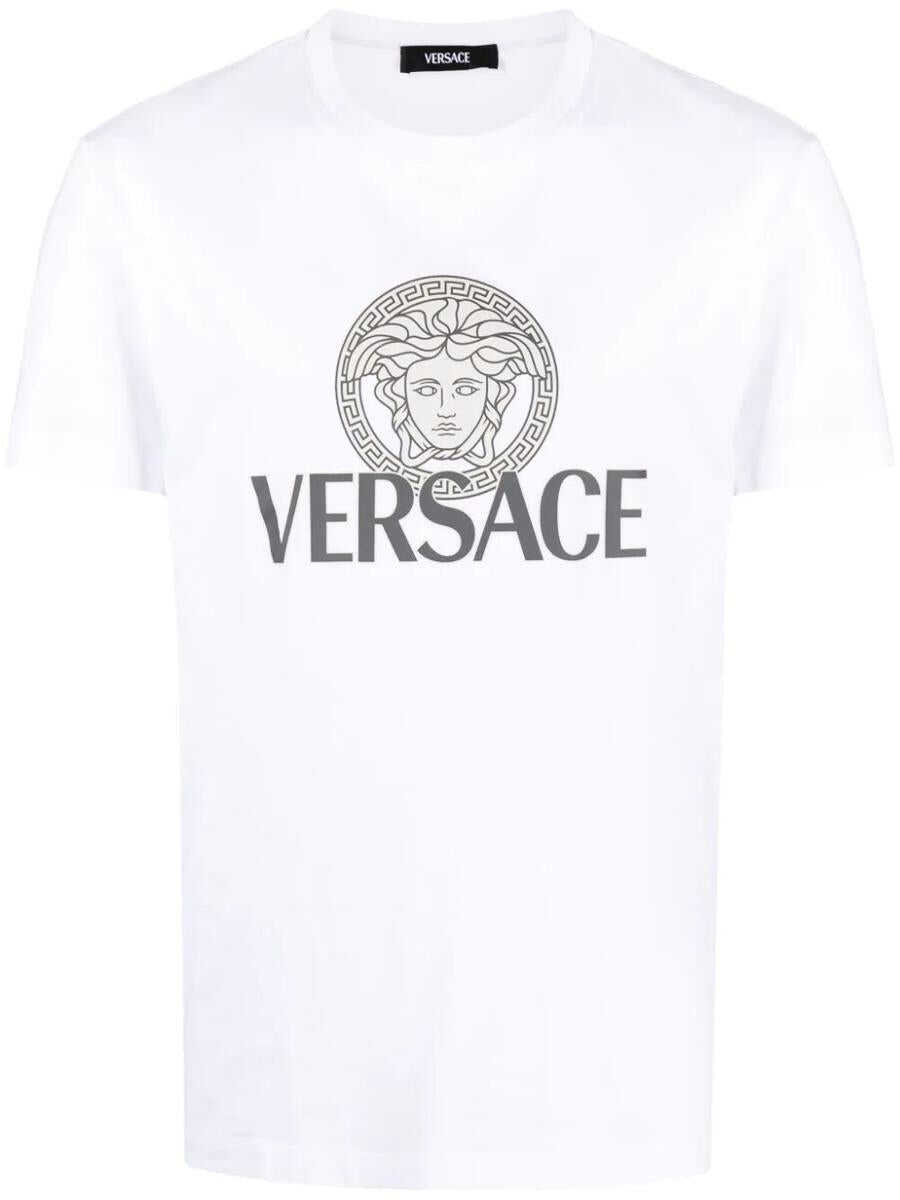 Versace VERSACE COMPACT COTTON JERSEY FABRIC TWO COLOR PRINT T-SHIRT CLOTHING WHITE