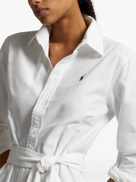Tricouri Polo Ralph Lauren Polo Ralph Lauren Logo Embroidery Chemisier Dress WHITE Femei (BM 12499338) 4