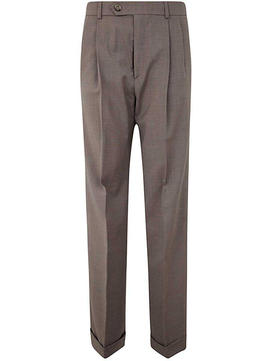 SPORTMAX SPORTMAX WOUNDED WIDE LEG TROUSER WITH PENCES CLOTHING BROWN