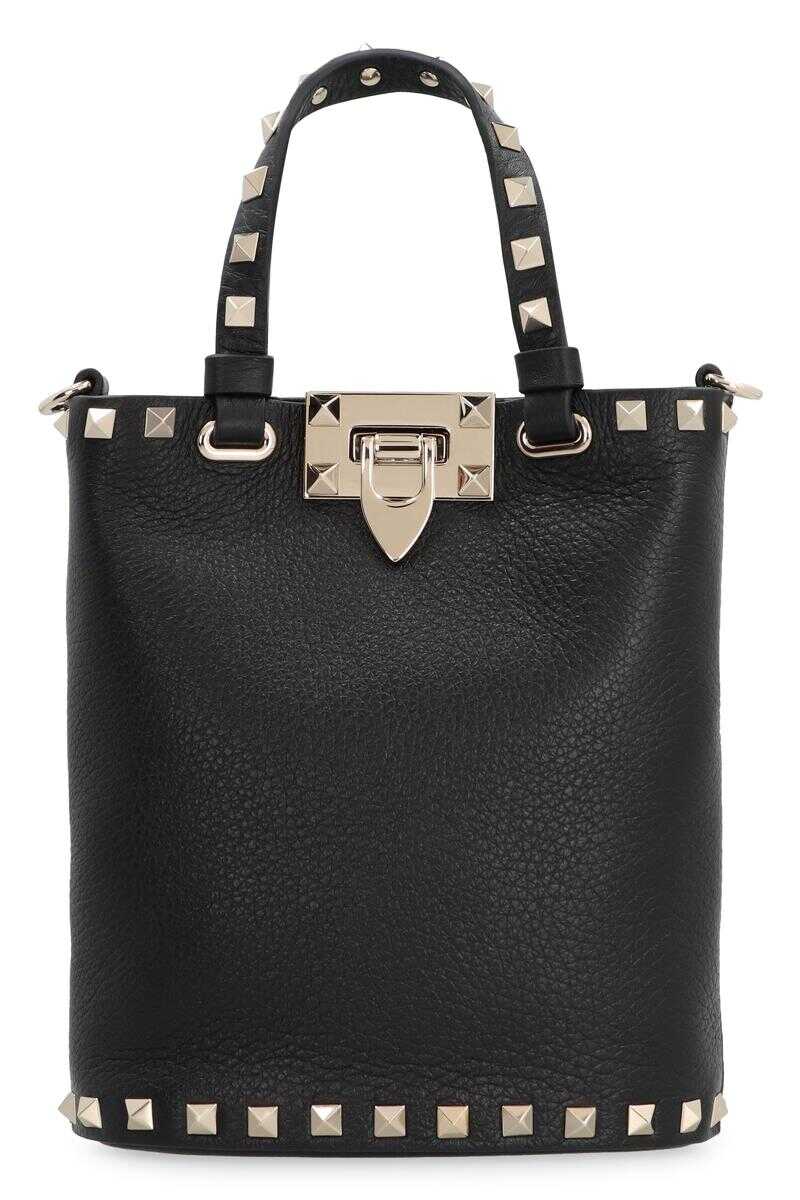 Valentino Garavani VALENTINO VALENTINO GARAVANI - ROCKSTUD LEATHER BAG BLACK