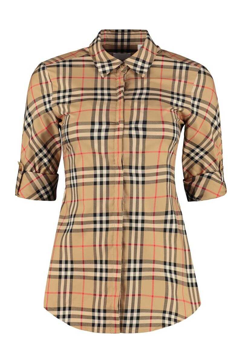 Burberry BURBERRY CHECK PRINT COTTON SHIRT BEIGE