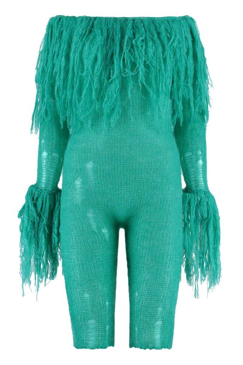 GCDS GCDS FRINGES KNITTED PLAYSUIT GREEN