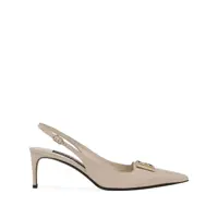 Balerini Dolce & Gabbana Dolce & Gabbana Beige Leather Slingback Shoe With Logo Plaque