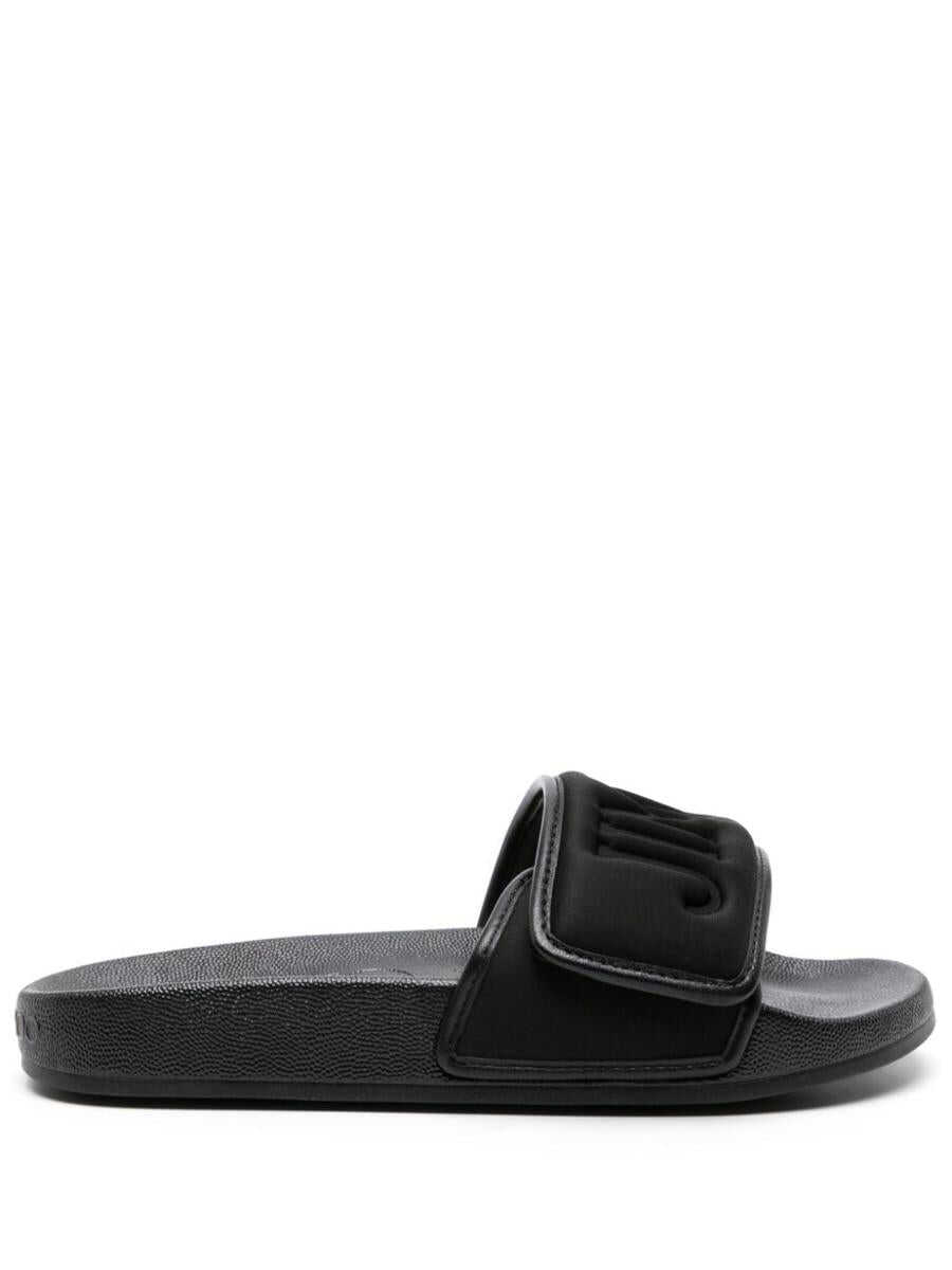 Jimmy Choo JIMMY CHOO Fitz/F leather pool slippers BLACK