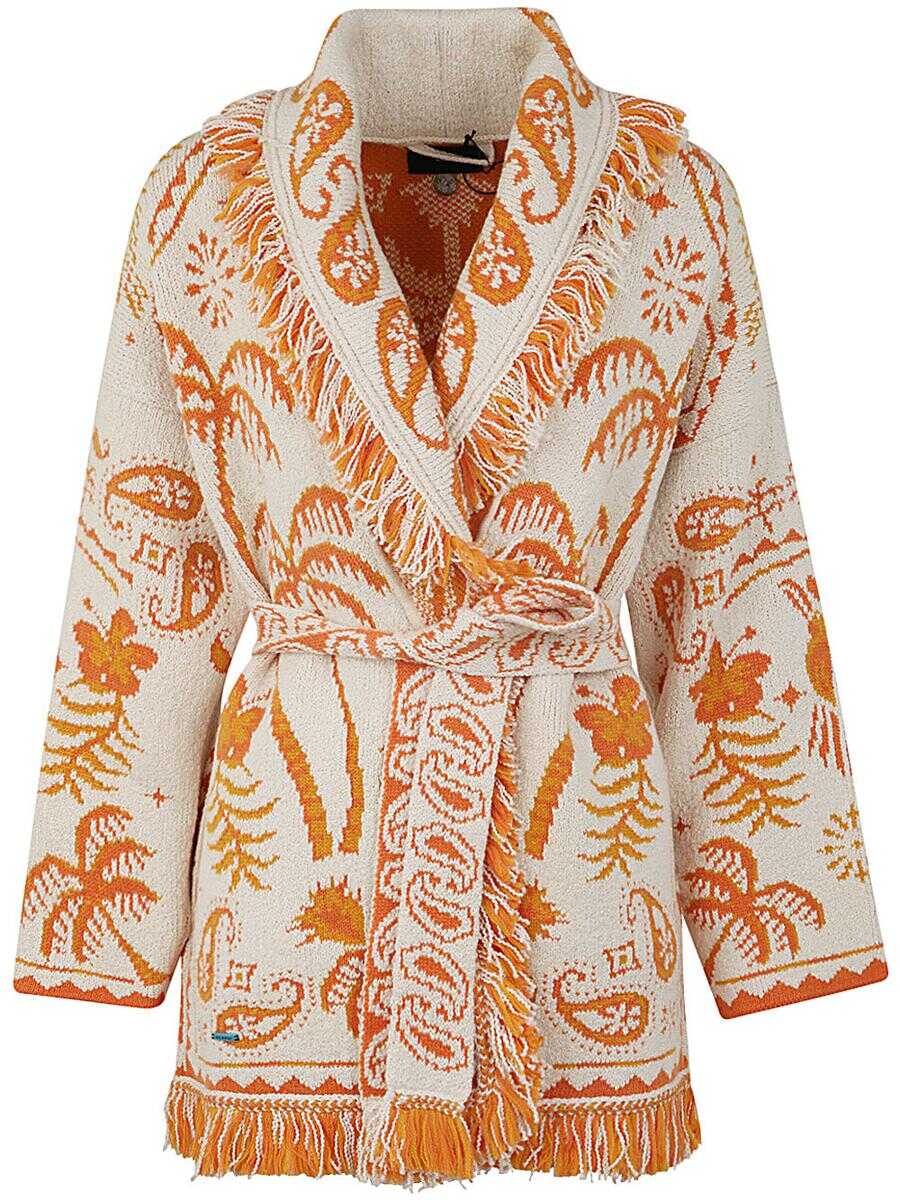 ALANUI ALANUI LUSH NATURE FOULARD CARDIGAN CLOTHING WHITE