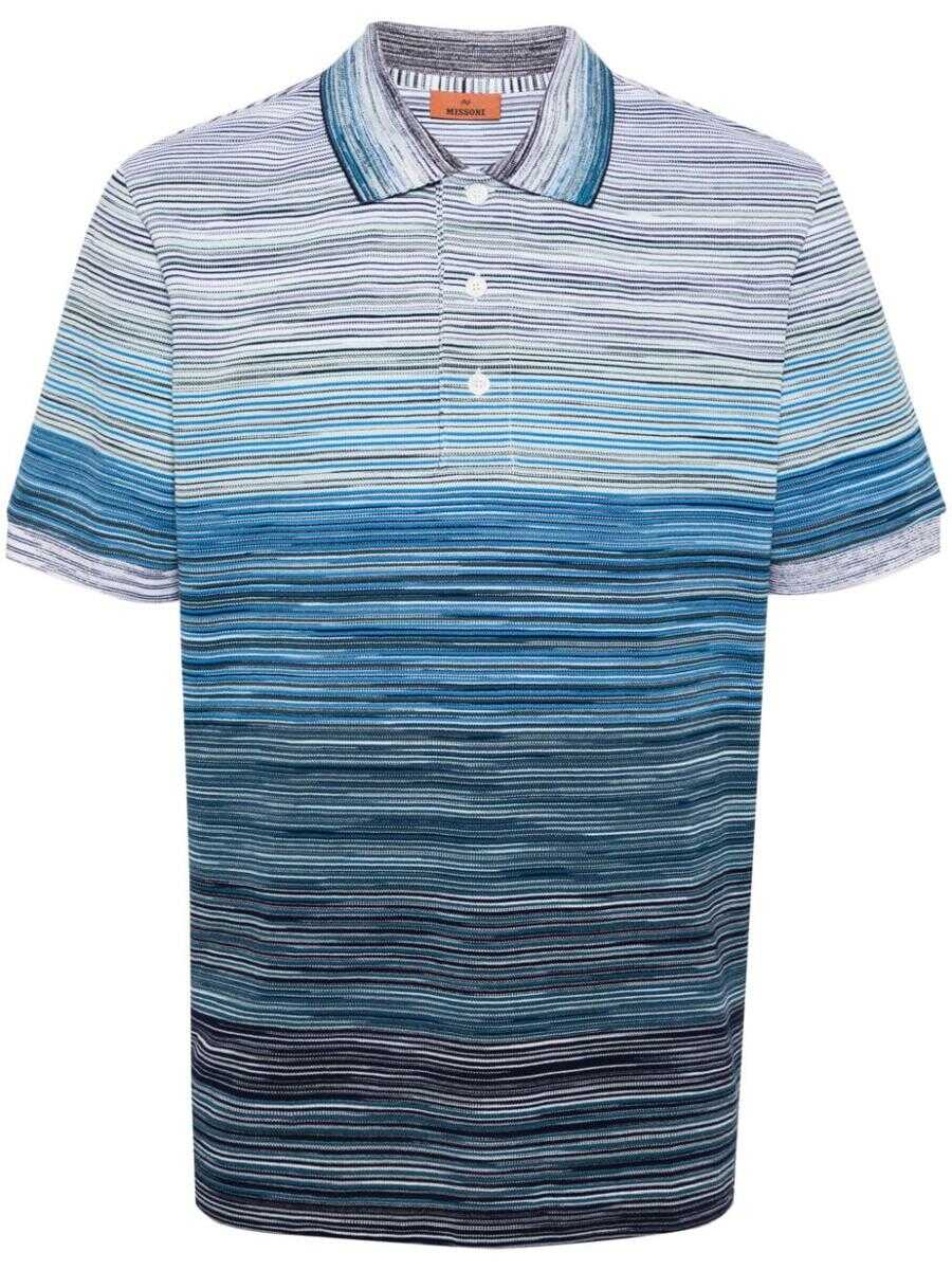 MISSONI BEACHWEAR MISSONI Tie-dye print cotton polo shirt BLUE