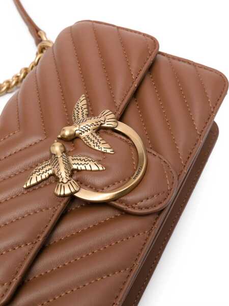 Genti de umar Pinko Mini Love Shoulder Bag MARRONE - LEONE-ANTIQUE GOLD Femei (BM 12508533) 4