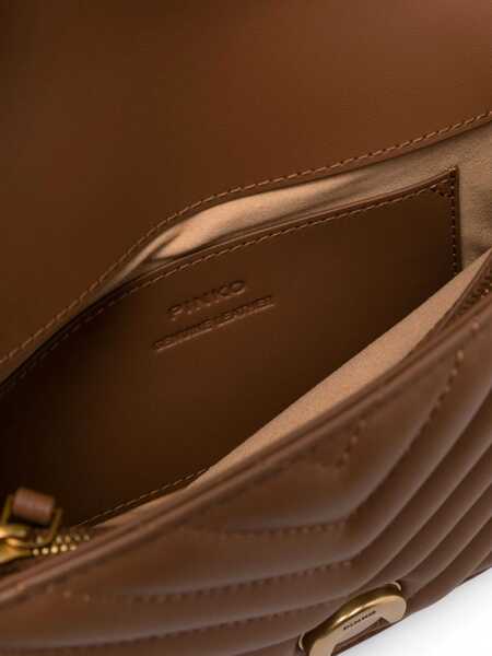 Genti de umar Pinko Mini Love Shoulder Bag MARRONE - LEONE-ANTIQUE GOLD Femei (BM 12508533) 5