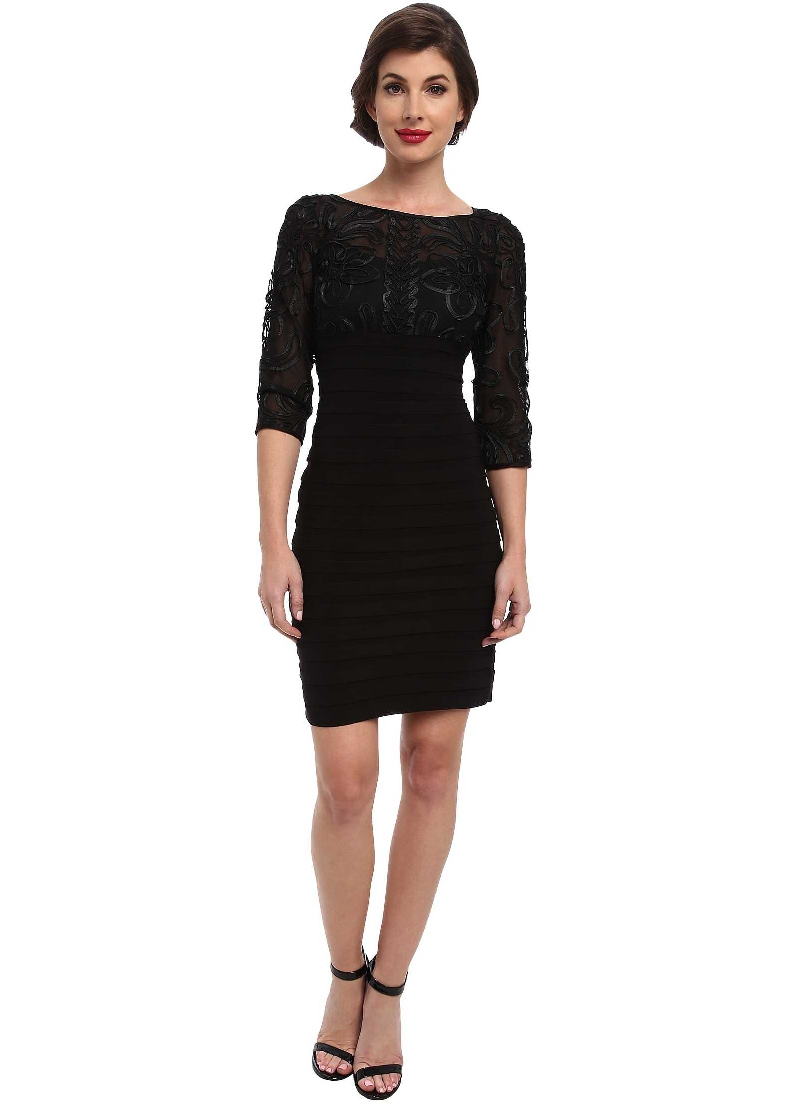 Adrianna Papell Passementary Emb Banded Dress Black