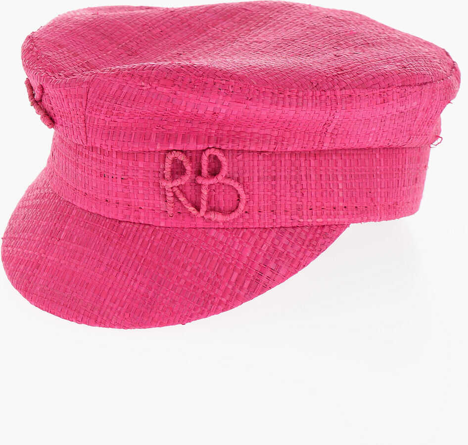 RUSLAN BAGINSKIY Solid Color Straw Baker Boy Hat Pink