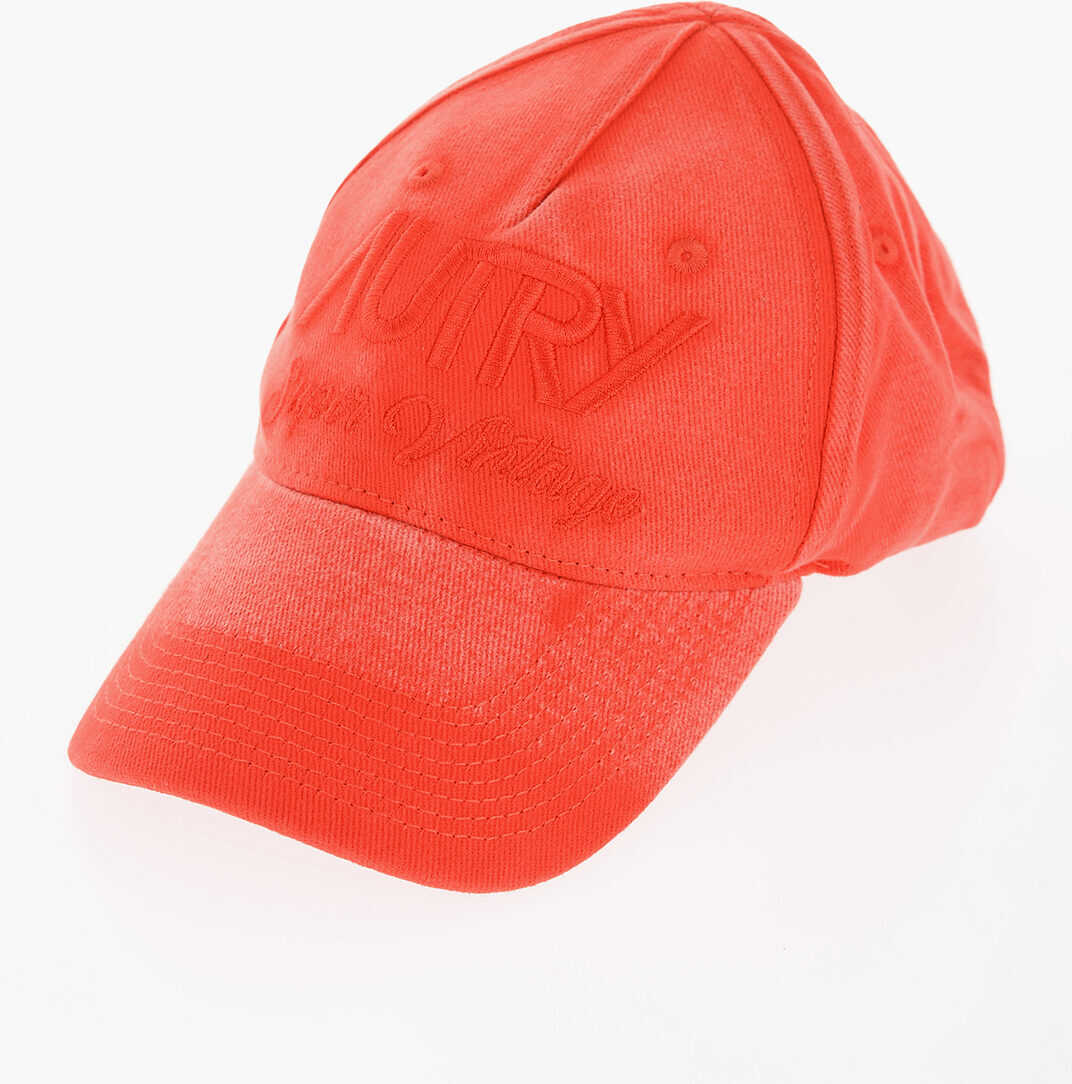 AUTRY Faded Effect Solid Color Cap With Embroidered Logo Orange