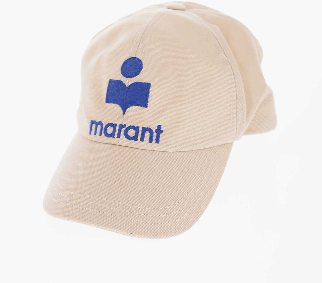 Isabel Marant Solid Color Cap With Embroidered Contrasting Logo Beige