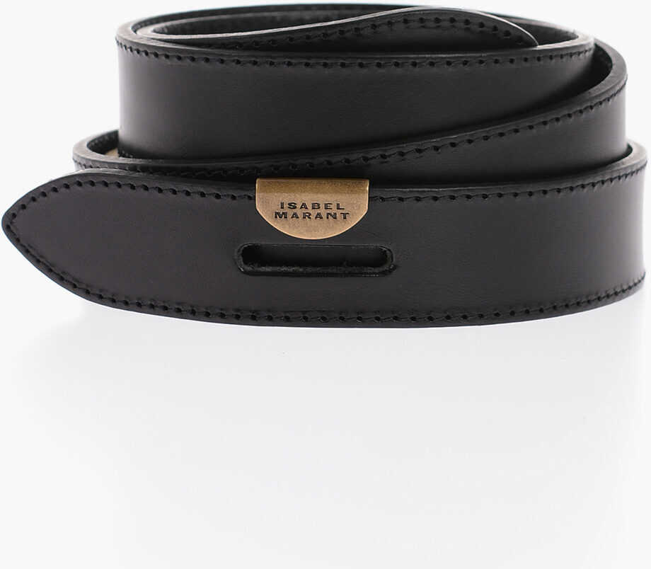 Isabel Marant Solid Color Leather Lecce Belt 30Mm Black