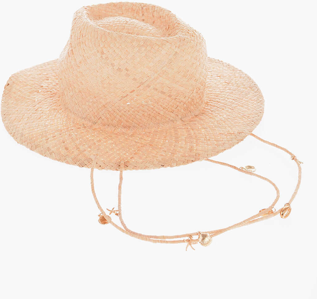 RUSLAN BAGINSKIY Solid Color Braided Straw Floppy Hat Beige