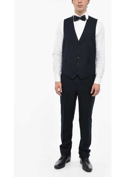 Veste costum CORNELIANI Virgin Wool Leader Waistcoat With Jetted Pockets Blue Barbati (BM 12509205) 4