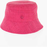 Caciuli Solid Color Straw Bucket Hat With Embossed Monogram Femei