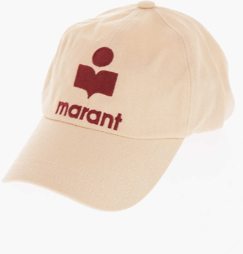 Isabel Marant Solid Color Cap With Embroidered Contrasting Logo Beige