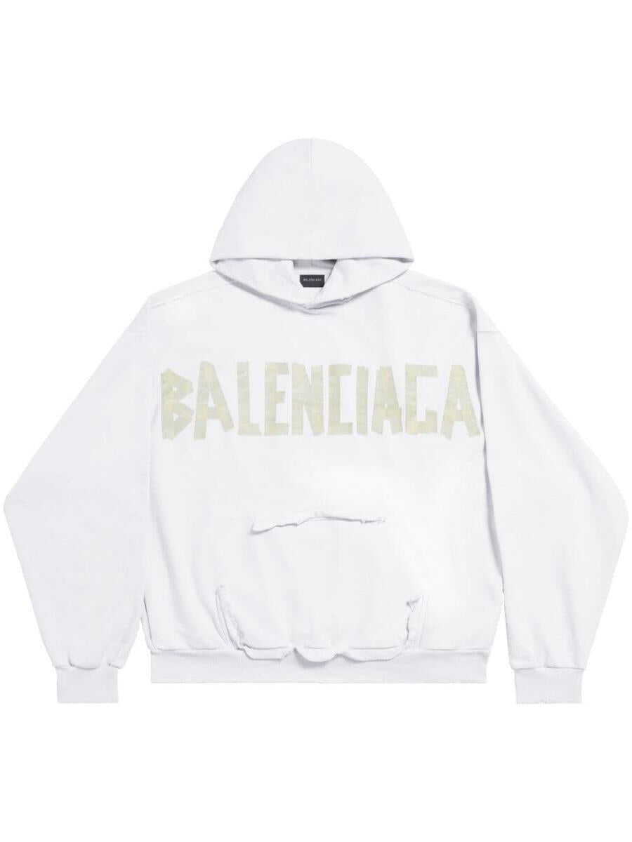 Balenciaga BALENCIAGA Tape Type cotton hoodie WHITE