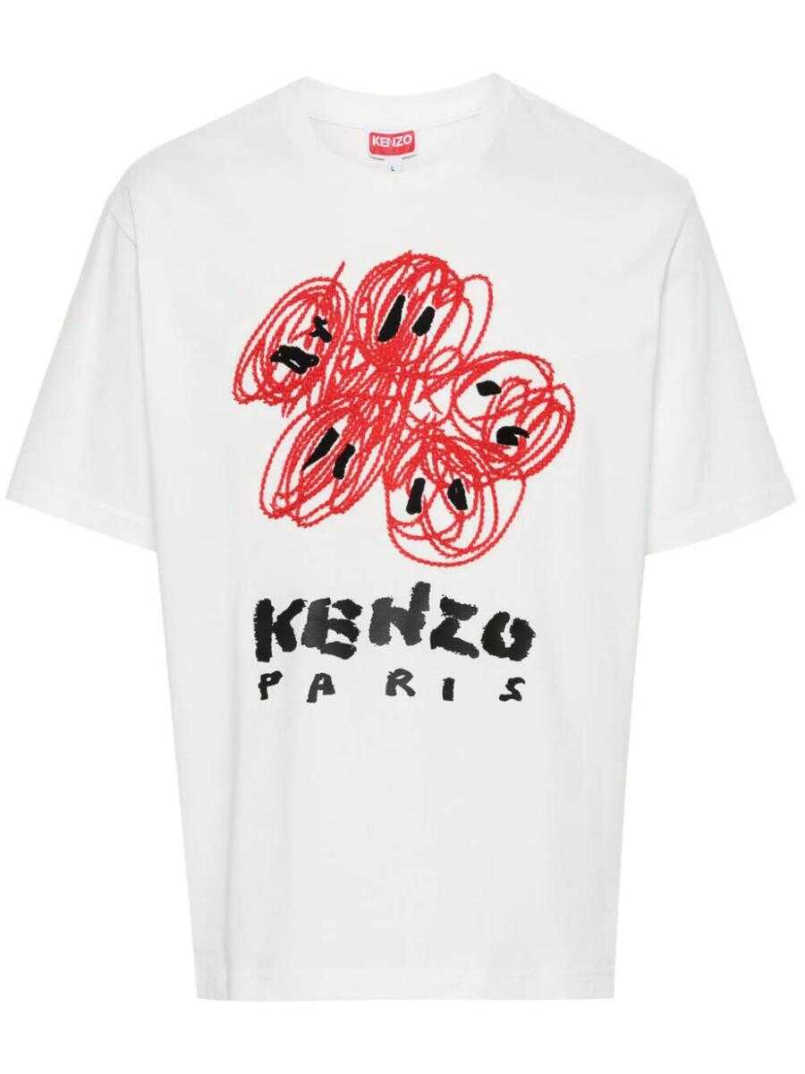 Kenzo KENZO FLORAL EMBROIDERY T-SHIRT CLOTHING WHITE