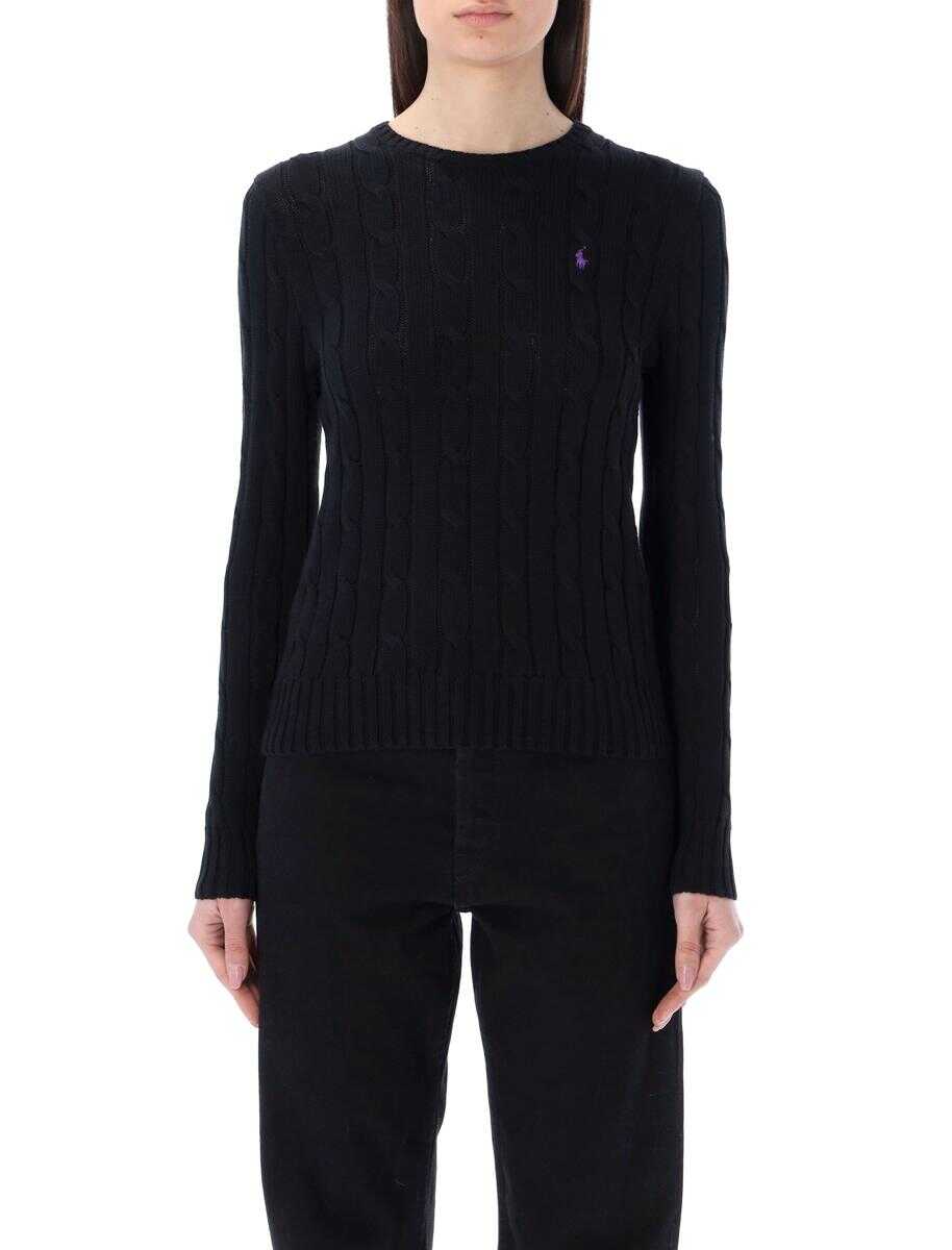 Ralph Lauren POLO RALPH LAUREN Cable-knit cotton crewneck sweater BLACK