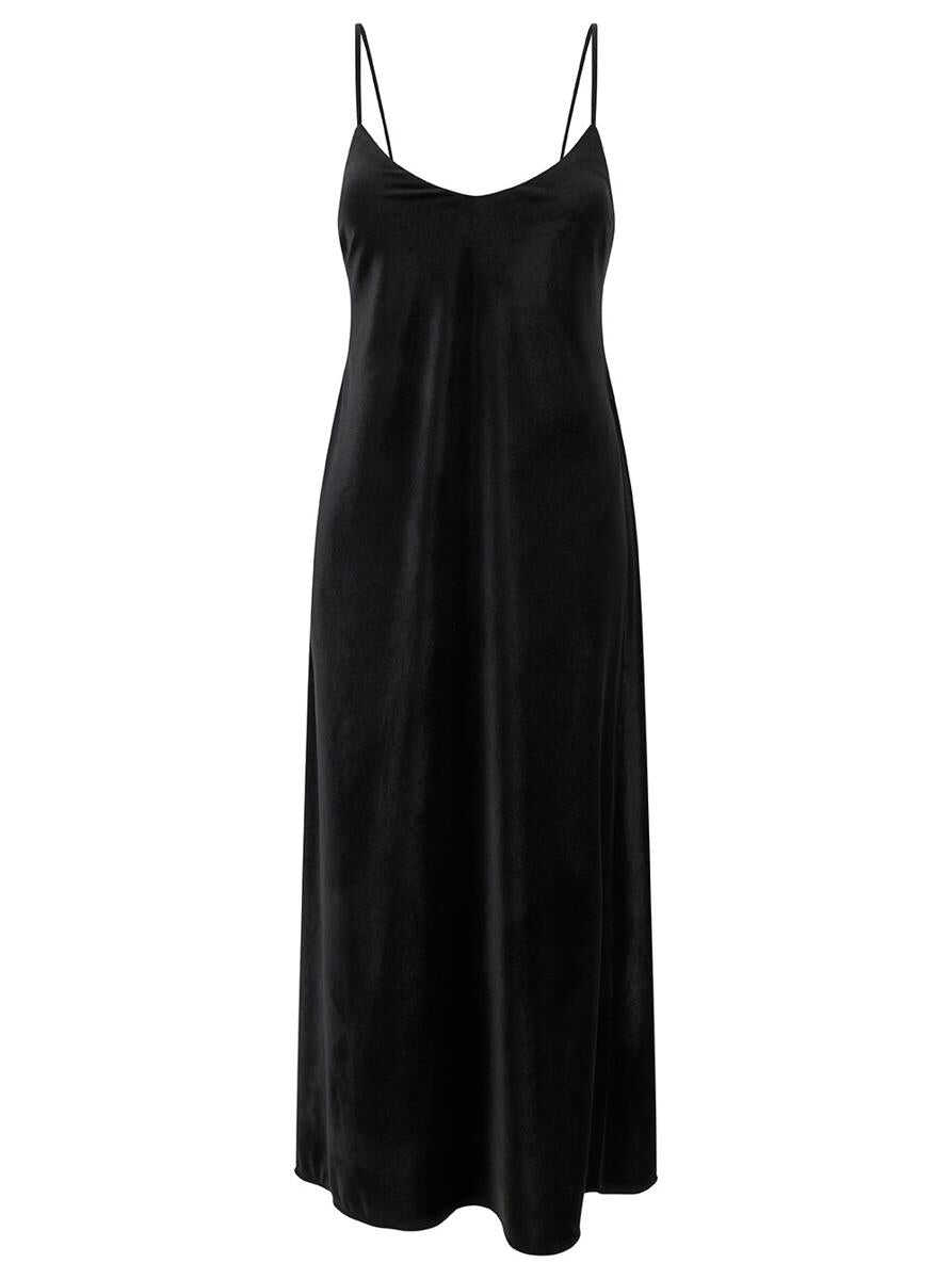 PLAIN Midi Black Slip Dress with Spaghetti Straps Woman BLACK