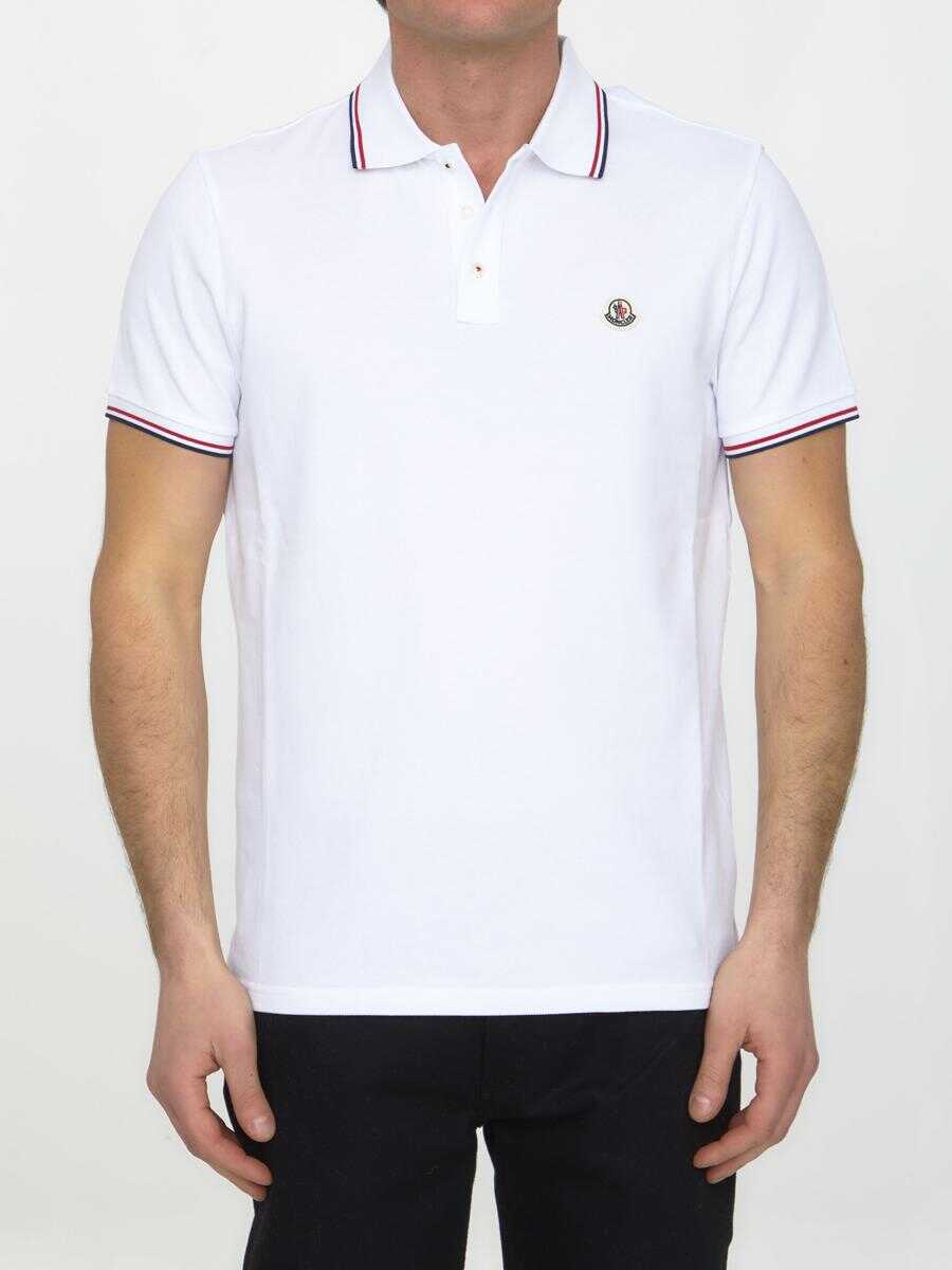 Moncler Cotton polo shirt with logo WHITE